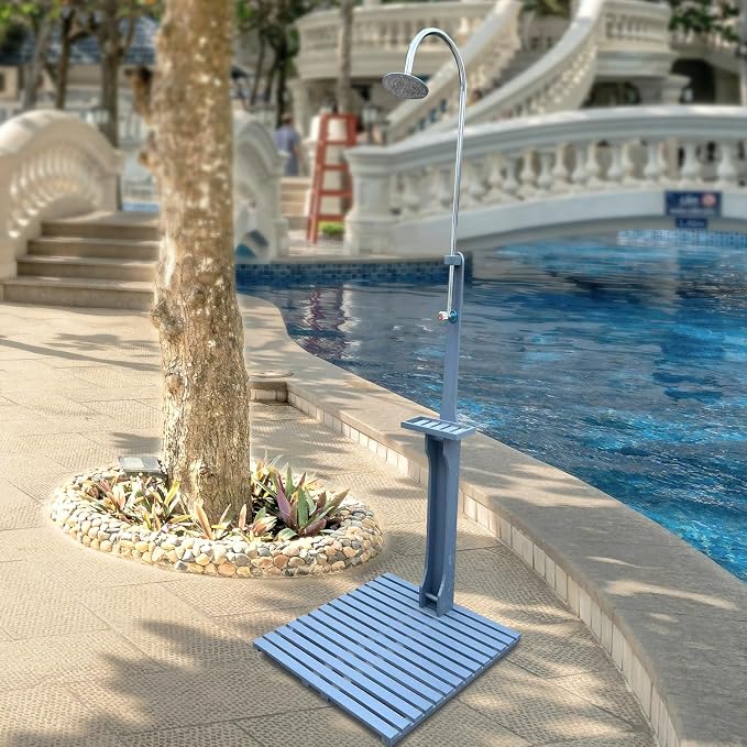 Outdoor Pool Shower Kit Portable Wood Outdoor Garden Pool Shower - Image 6
