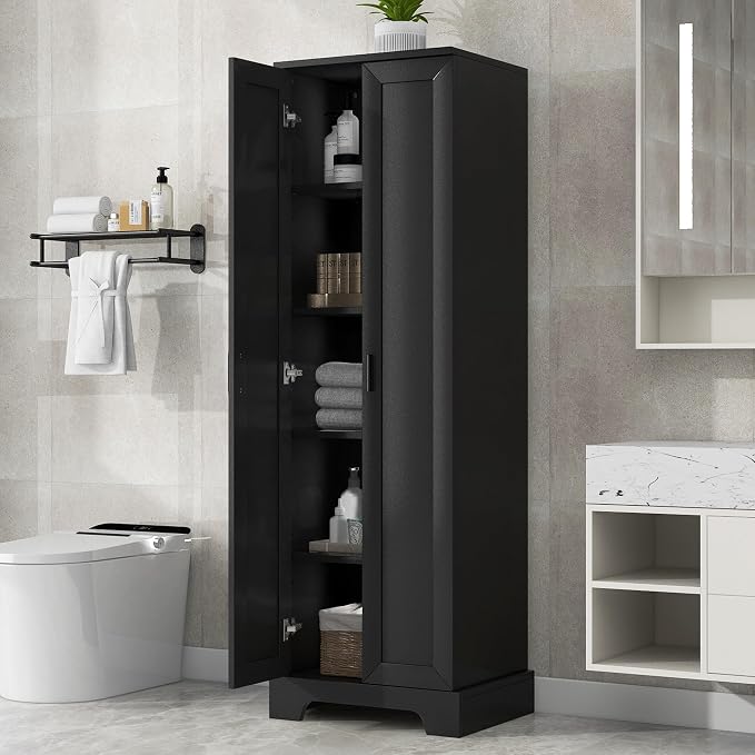 71" Tall Bathroom Storage Cabinet, Freestanding Linen Cabinet by Unknown