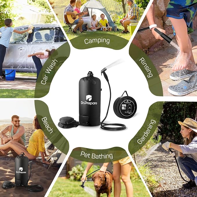 DR.PREPARE Portable Shower for Camping, 4/5 Gallons Camping Shower Bag - Image 6