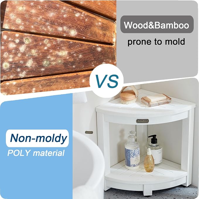 Corner Shower Stool for Inside Shower Waterproof, Poly Lumber Bathroom Shower - Image 4