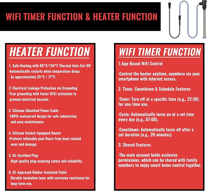 3000W 240V Above-Ground Pool Immersion Water Heater - Image 3