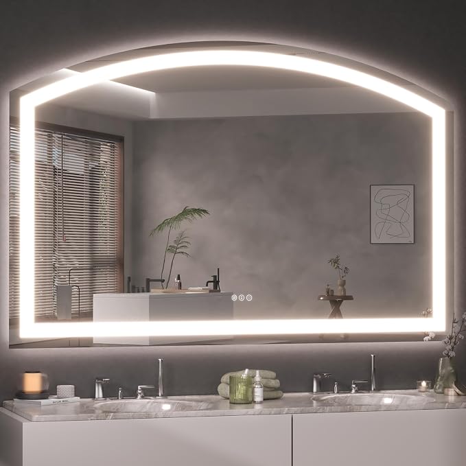 Hasipu 55" x 36" LED Bathroom Mirror Arch Vanity Mirror by Whatssuitableisthebest