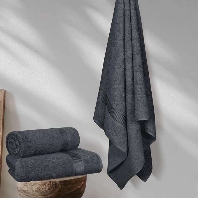 Belizzi Home Cotton 2 Pack Oversized Bath Towel Set 28x55 inches, Large Bath - Image 3