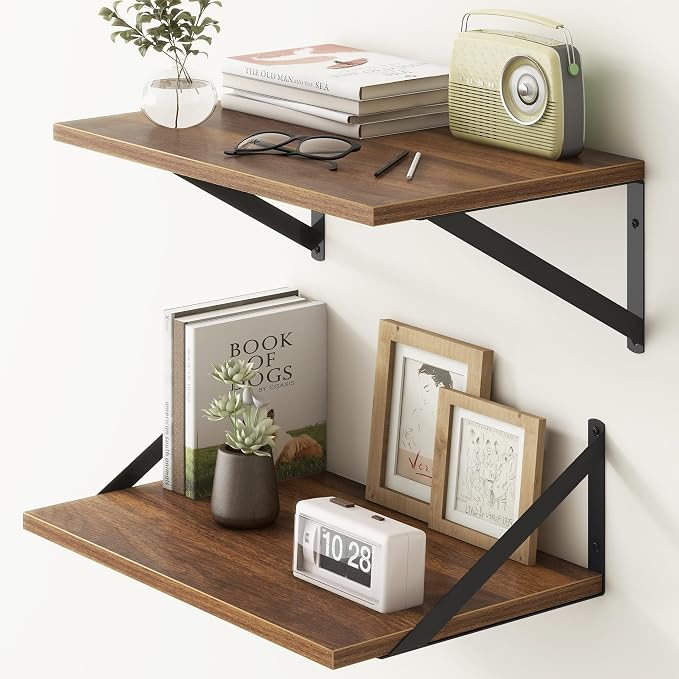 Fun Memories 18" W x12 D Floating Shelves, Farmhouse Wall Shelves Home Decor by FunMemories