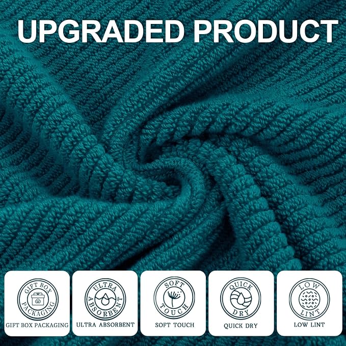 Bathroom Towels, 6 Piece Towel Set - Image 2