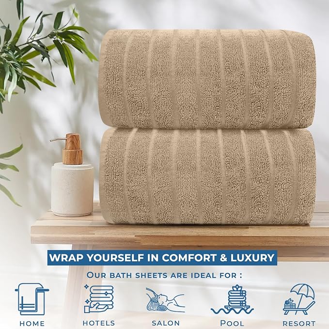 DAN RIVER Pack of 2 Bath Sheet 35x70 Inches, Ribbed Big Towels Oversized Extra - Image 5
