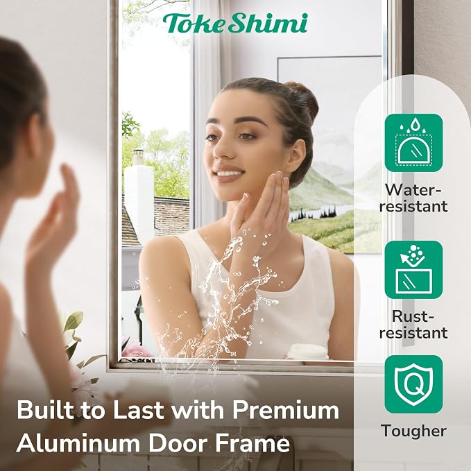 TokeShimi 26x30 Recessed or Surface Mounted Medicine Cabinet Mirror, Aluminum - Image 5