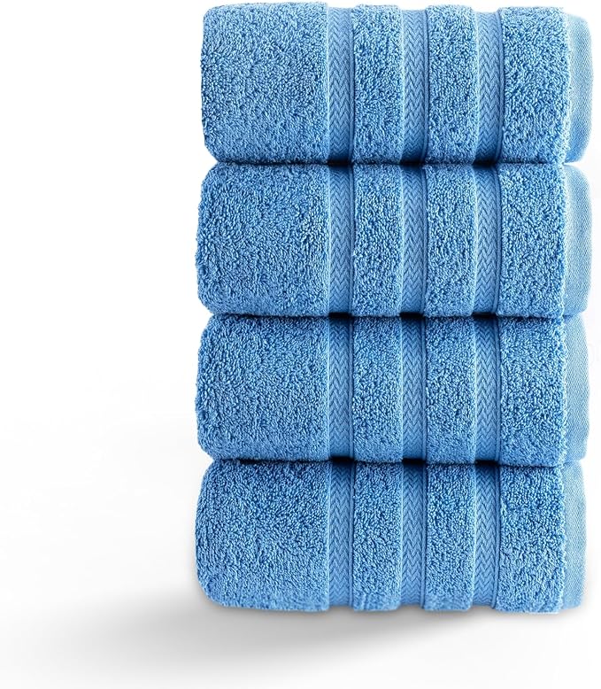 HALLEY Turkish 4 Pack Premium Hand Towels 650 GSM Highly Absorbent Super Soft by HALLEY-TurkishCottonTowels