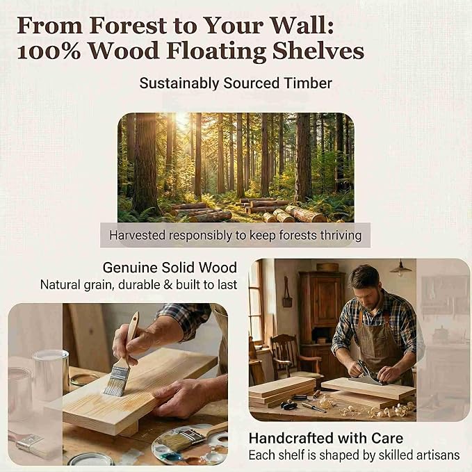 SAUMONIERES Floating Shelves Wall Shelf Solid Wood - Image 7
