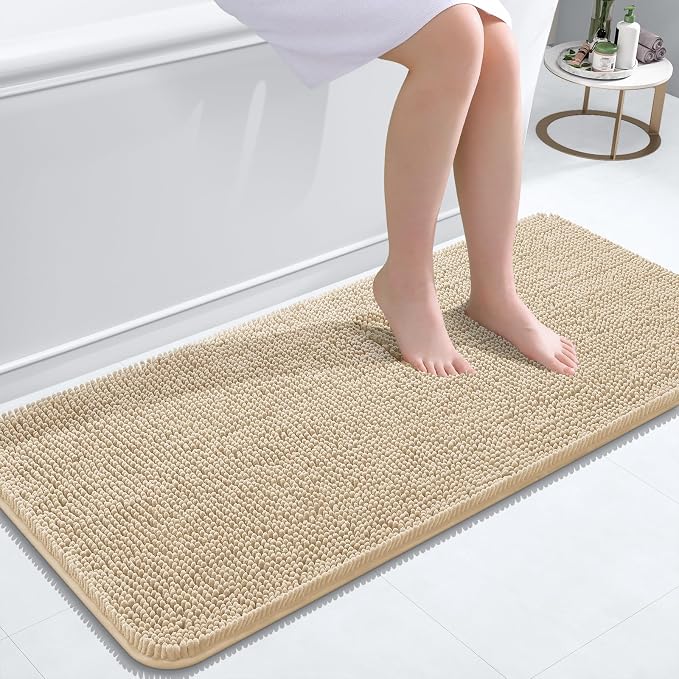 OLANLY Bathroom Rugs 47x20, Extra Soft Absorbent Chenille Bath Rugs, Rubber by OLANLY