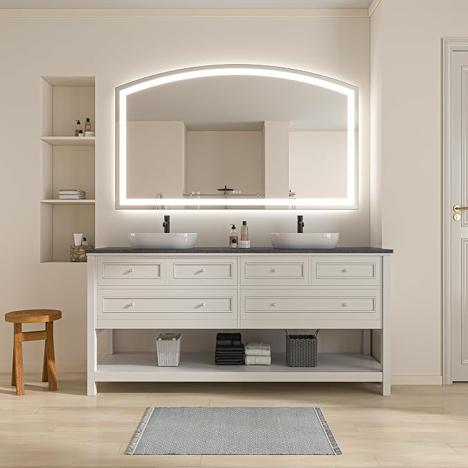 Hasipu 60“ x 36" Arch LED Bathroom Mirror, Frontlit Wall-Mounted Vanity Mirror - Image 2