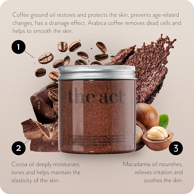 THE ACT Coffee Body Scrub with Salt & Cocoa – Exfoliating Scrub - Image 5