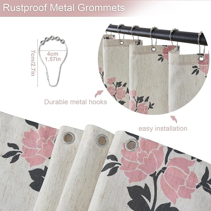 ORTIGIA Boho Pink Shower Curtains - Image 4