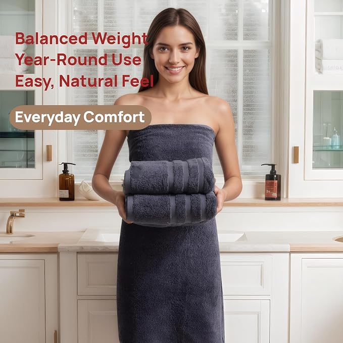 Cotton Bath Towel – Large 30x60 Inches, Thick & Absorbent Towel - Image 5