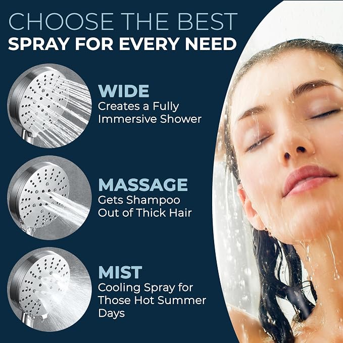 HammerHead Showers® Solid Metal 3-Spray Handheld Shower Head - Image 3