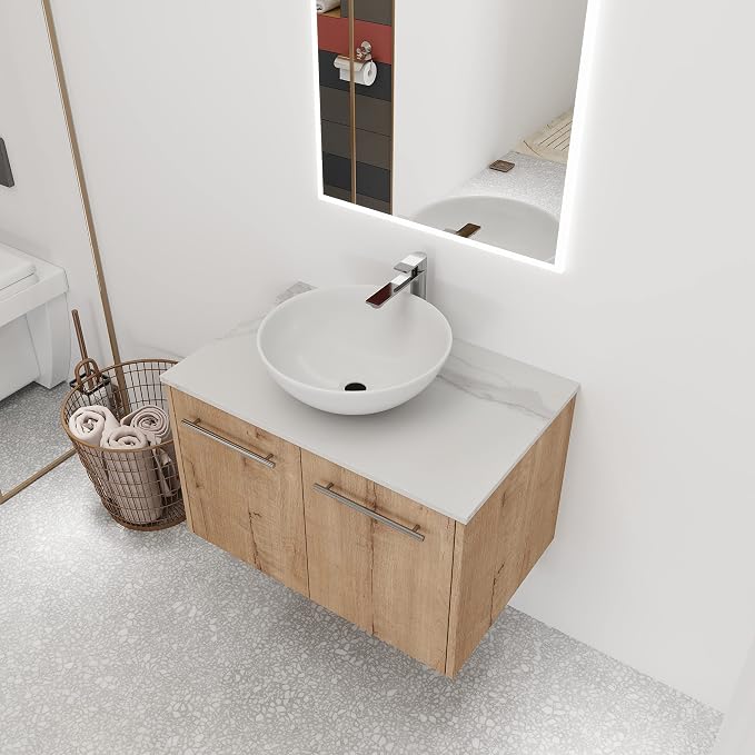 30 Inch Bathroom Vanity with Sink, Modern Wall Mount Floating Bathroom Vanity by ARTCHIRLY