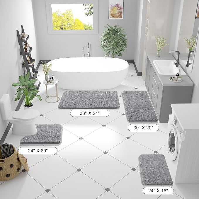 OLANLY Bathroom Rugs 47x17, Extra Soft Absorbent Chenille Bath Rugs, Rubber - Image 8