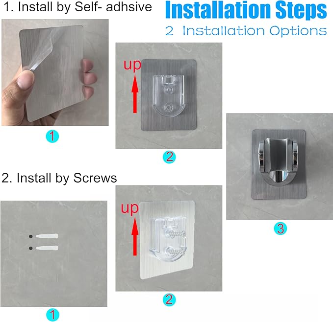Strong Adhesive and Waterproof Shower Head Holder, Adjustable Handheld Shower - Image 6