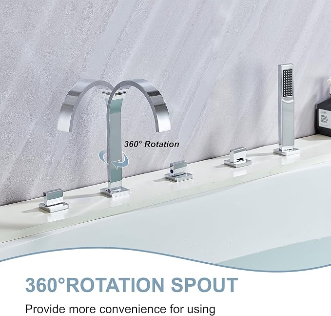 High Arc 5 Hole Roman Tub Filler - Image 5