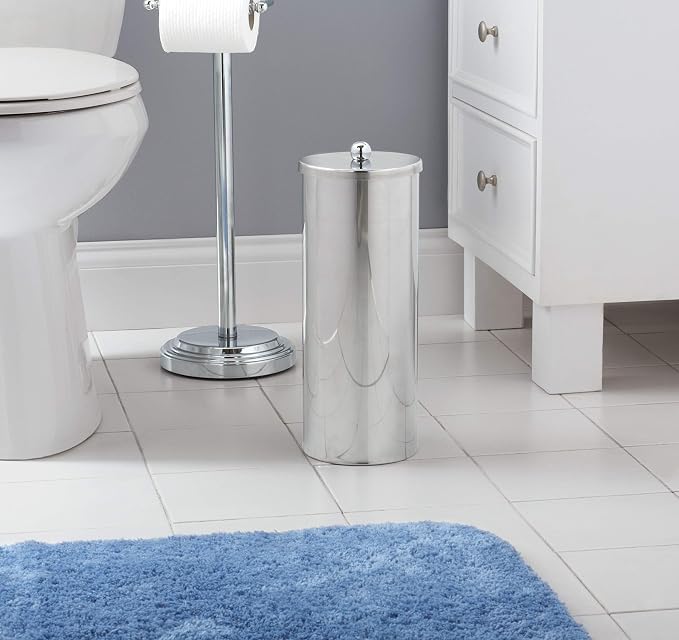 Zenna Home Toilet Paper Holder Stand, Enclosed Toilet Paper Storage Holds 3 TP - Image 2