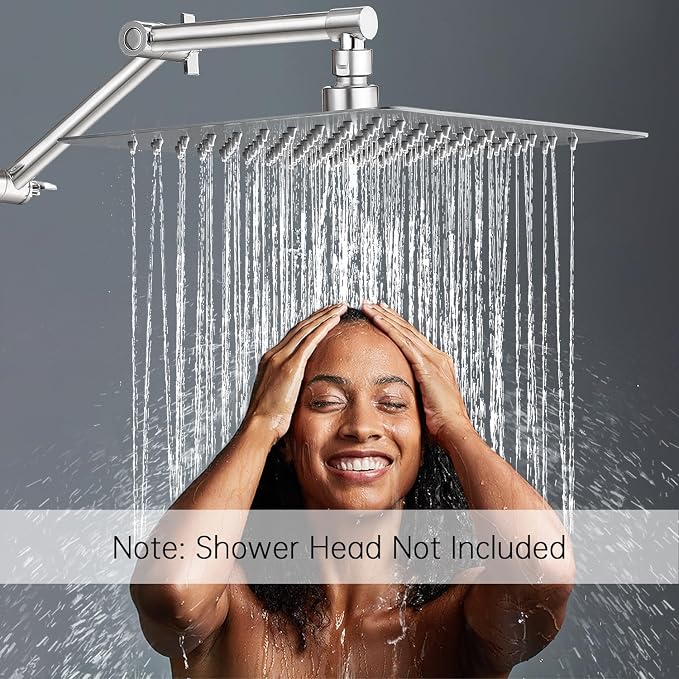 G-Promise 13 Inch Shower Head Extension Arm, Solid Brass Height & Angle - Image 2