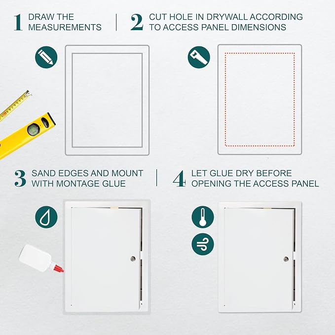 12" x 16" Lockable White Metal Access Panel. Service Shaft Door Panel - Image 3