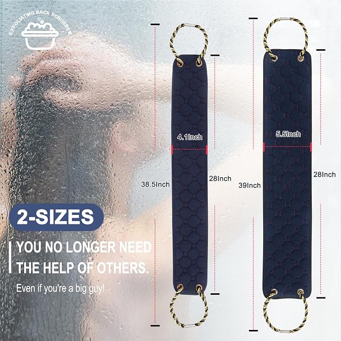 Exfoliating Back Scrubber with Handles, 38.5 Inch Double-Sided Back Exfoliator - Image 3
