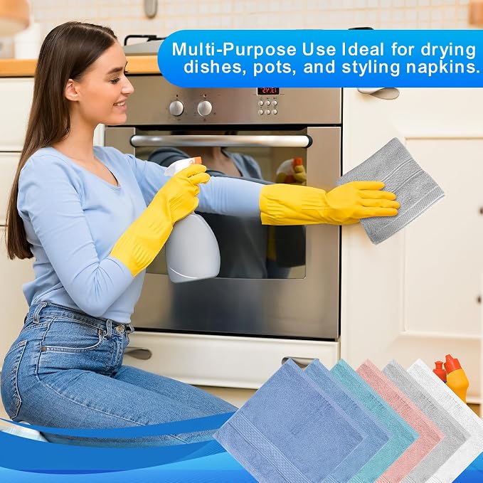 6 Pack 100% Cotton Wash Cloth, 13x13 Inch Highly Absorbent and Soft Feel - Image 7