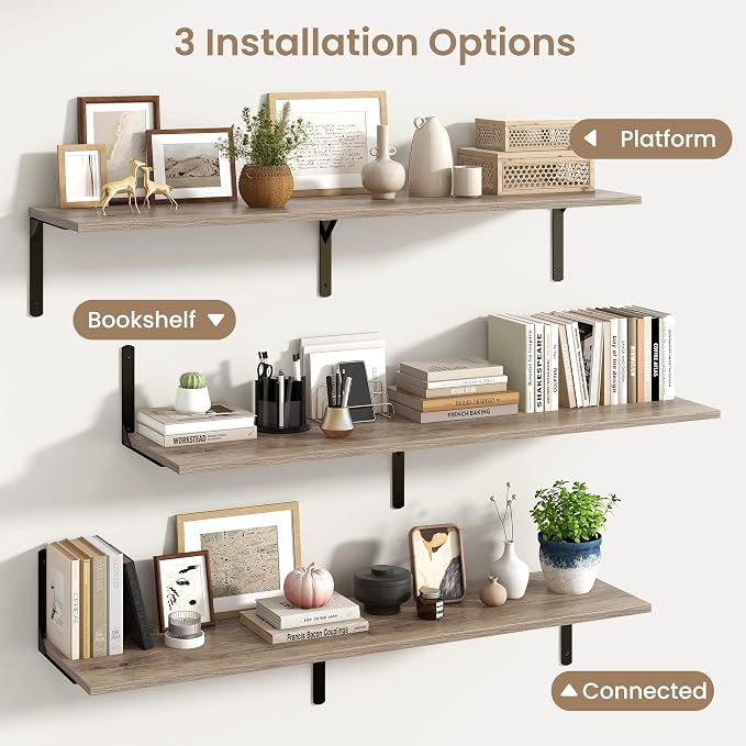 Fun Memories Floating Shelves for Wall, 12 Inch Deep Floating Shelves Set of 2 - Image 6