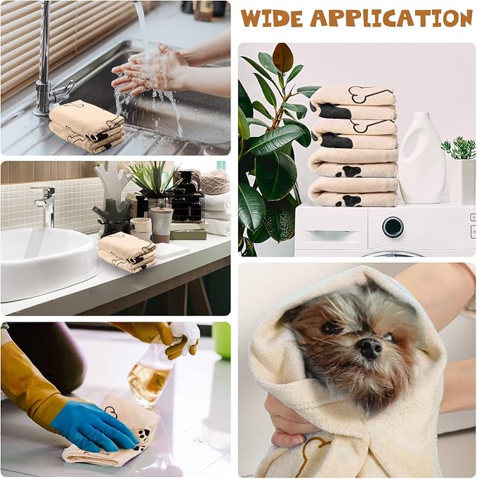 Chumia 4 Pcs Dog Towels for Drying Dog Puppy Bulk Microfiber Absorbent Paw - Image 5