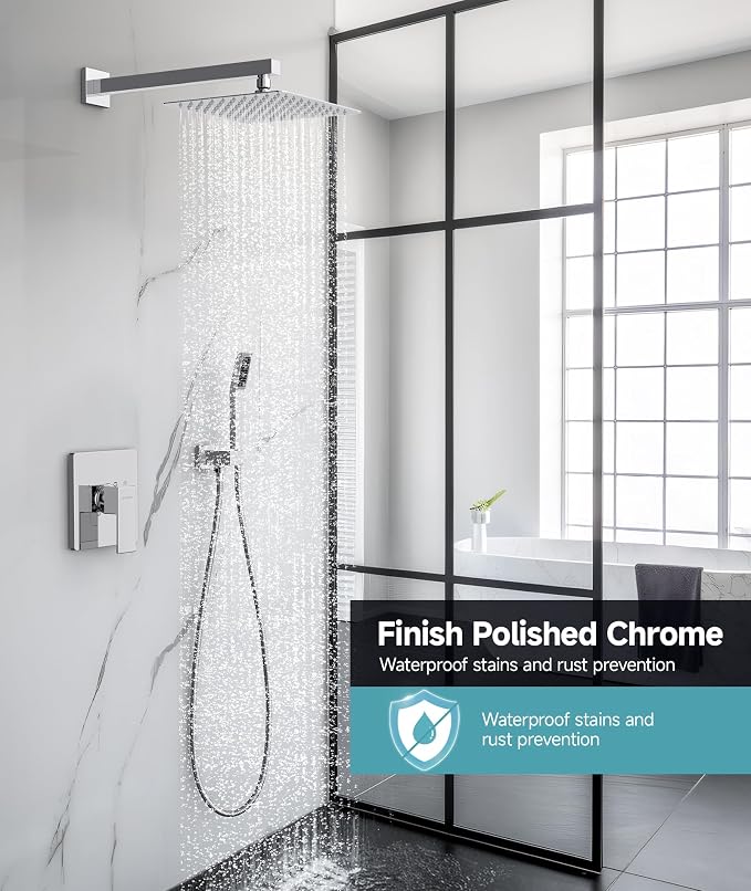 SR SUN RISE Shower System Bathroom 10 Inch Rainfall Shower Head & Handle Set - Image 2
