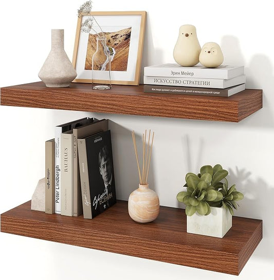 Floating Shelves for Wall, 9.3" Deep Wall Mounted Wood Shelves for Bathroom by Unknown