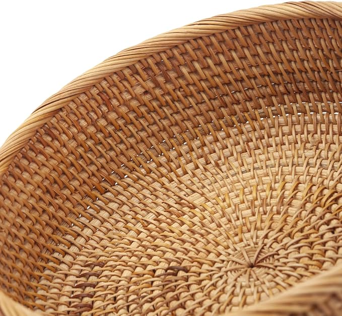 Round Rattan Fruit Baskets Woven Storage Bowls Key Holder Stackable - Image 3