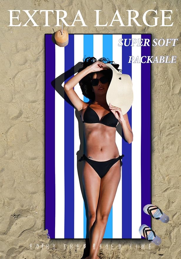 2 Pack Microfiber Lightweight Thin Beach Towel Sand Free Quick Dry Super - Image 3