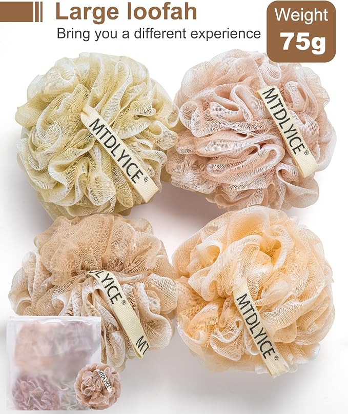 Loofah for Women, XL Large Loofah 75g 4 Pack, Bath Sponge Soft Mesh Shower - Image 3