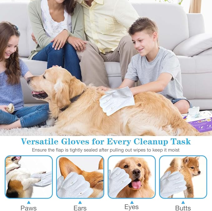 Dog Cleaning Gloves Wipes 30pcs Deodorizing Disposable Pet Grooming Bathing - Image 5
