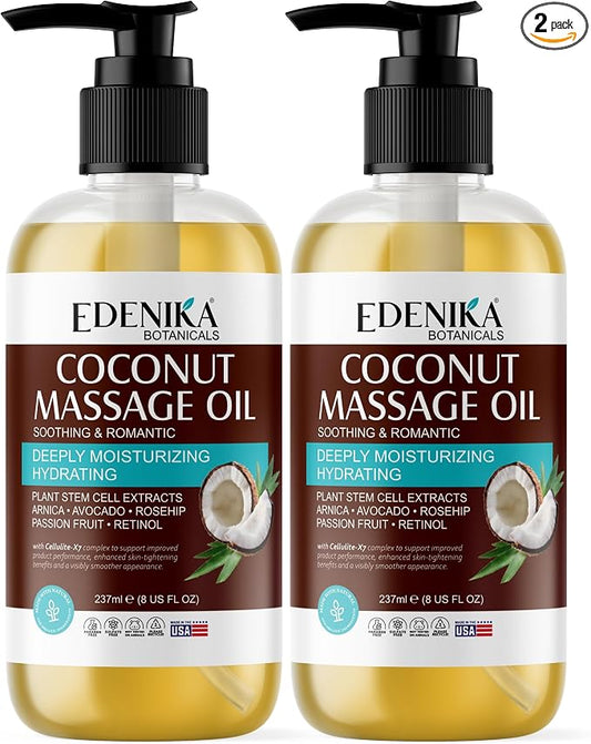 Tropical Coconut Massage Oil for Massage Therapy, Soothing Massage Oil by EdenikaBotanicals