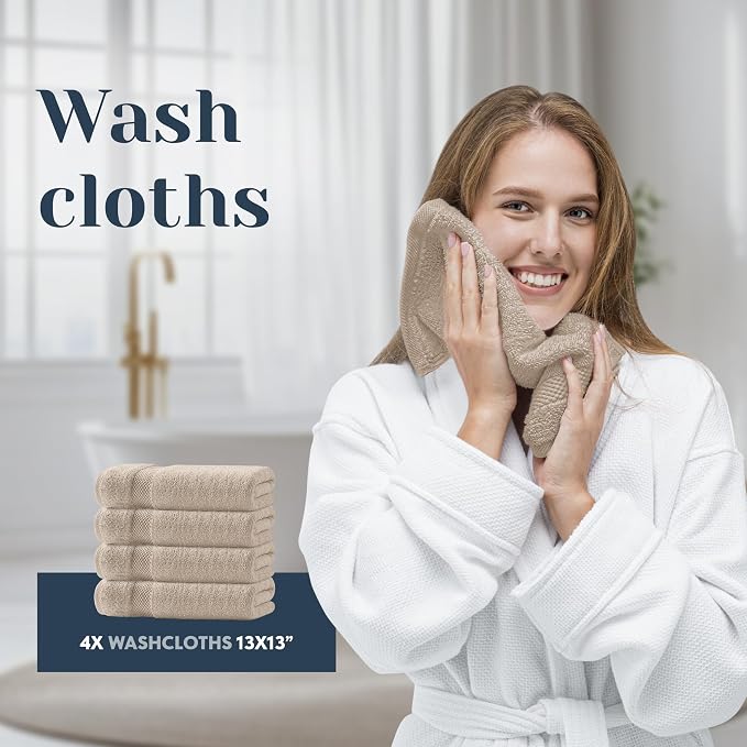 White Classic Luxury Bath Towel Set of 8 Pieces - Image 7