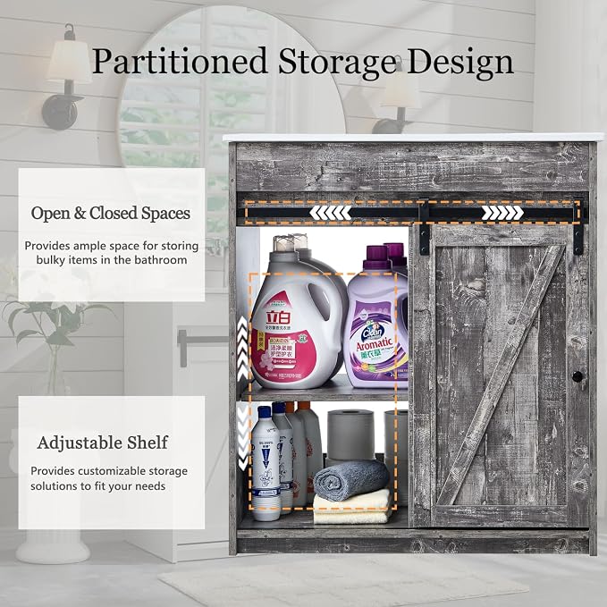 30" Farmhouse Bathroom Vanity - Image 5