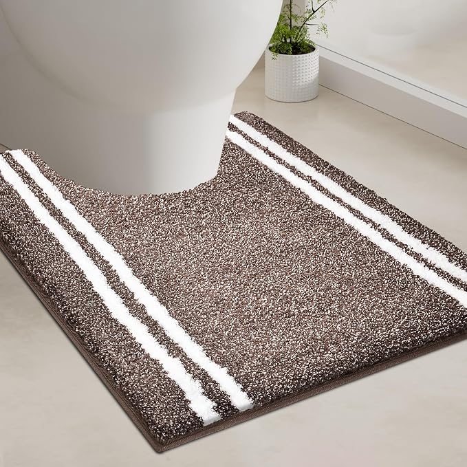 PURRUGS Bathroom Rug Non-Slip Machine Washable 20" x 24" U-Shaped, Super by PURRUGS