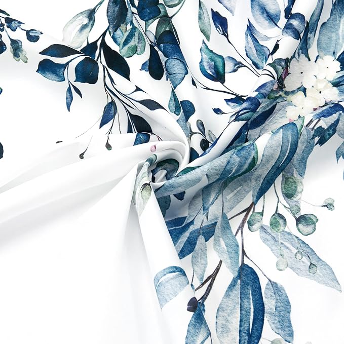 Gibelle Blue Eucalyptus Shower Curtain, Watercolor Plant Leaves - Image 3