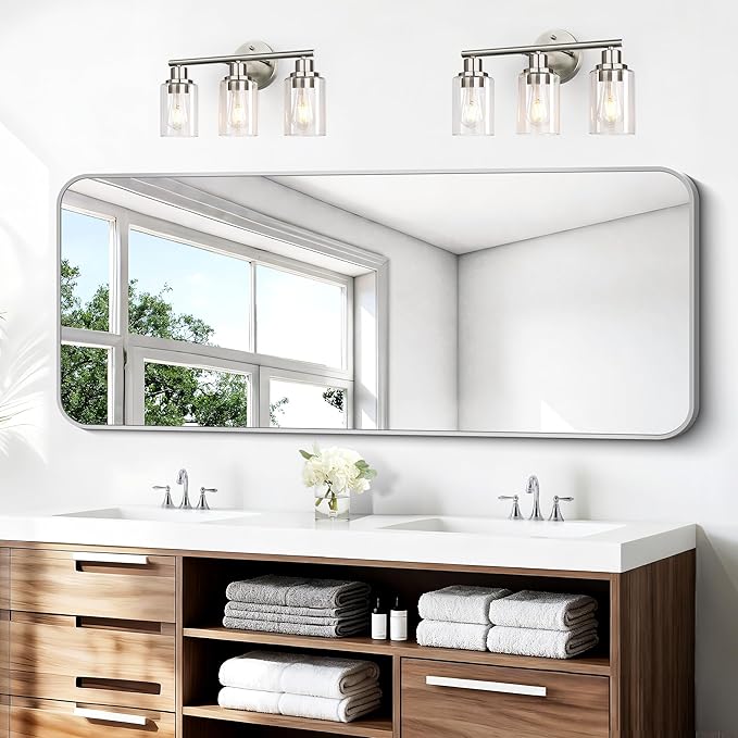 BONEWEI Silver Bathroom Mirror, 24x60 inch Wall Mirror by BONEWEI