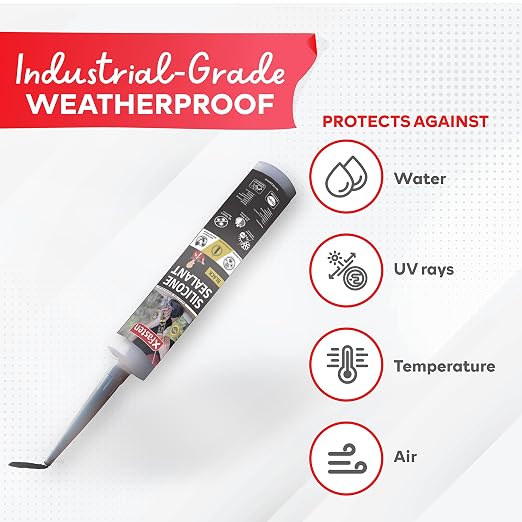 XFasten Silicone Sealant Waterproof Black Cartridge, 10.1 oz Black Caulking - Image 7