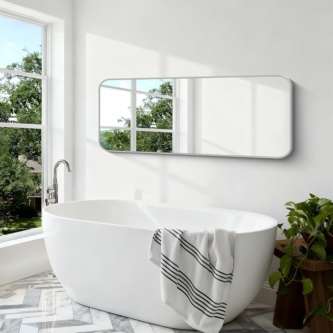 BONEWEI Silver Bathroom Mirror, 24x60 inch Wall Mirror - Image 3