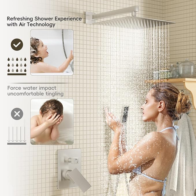 Brushed Nickel Shower System, Shower Faucet Set - Image 4