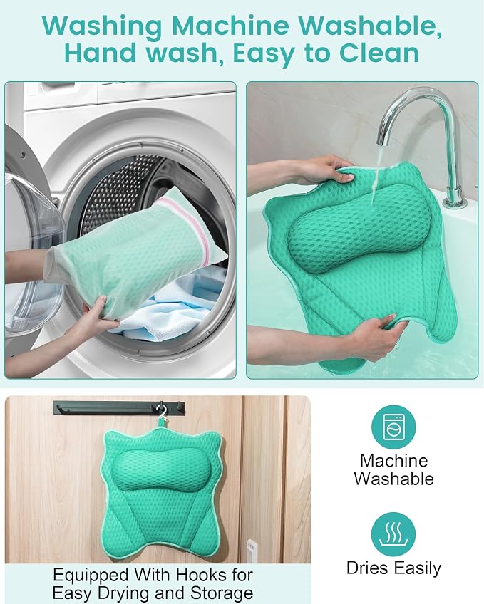 Bath Pillow, Bath Pillows for Tub Neck and Back Support, Soft 4D Air Mesh - Image 6