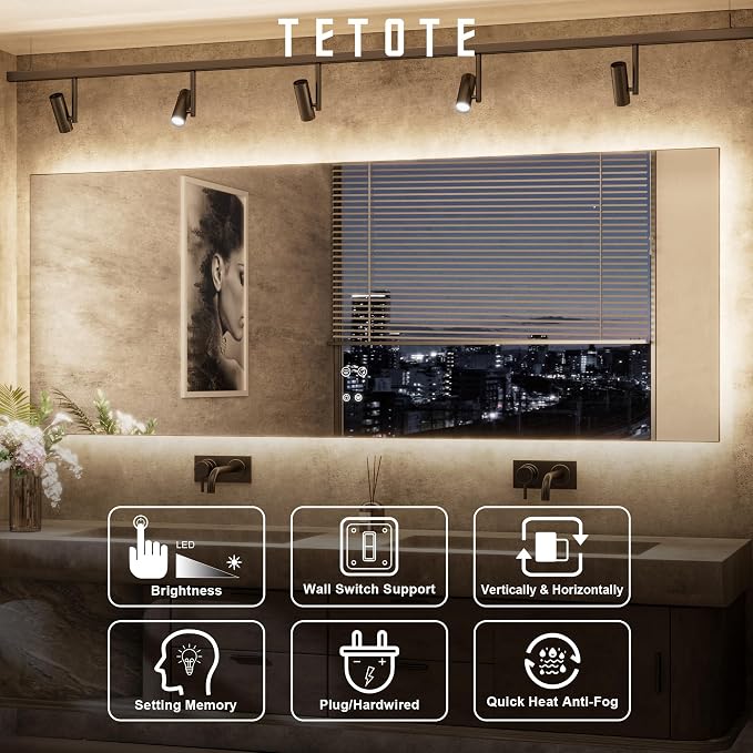 TETOTE Backlit Bathroom 84 x 32 Vanity Mirror - Image 7