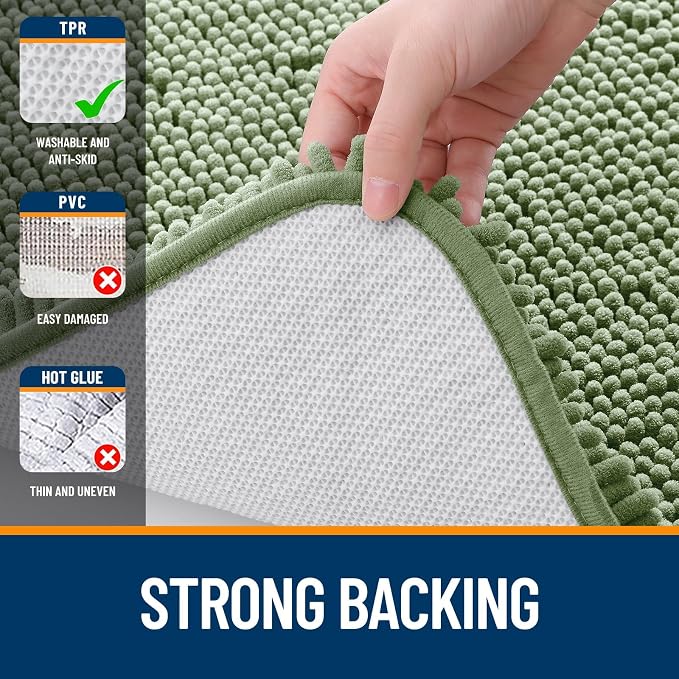 OLANLY Toilet Rugs U-Shaped 24x24, Extra Soft Absorbent Chenille Contour - Image 6