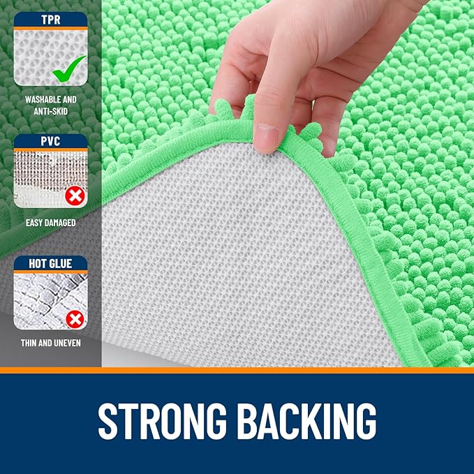 OLANLY Bathroom Rugs 24x16, Extra Soft Absorbent Chenille Bath Rugs, Rubber - Image 6