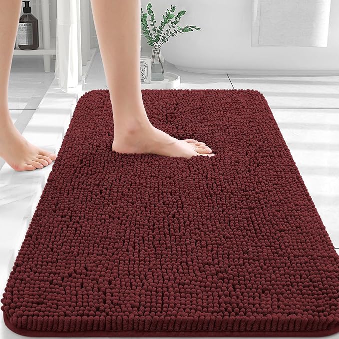OLANLY Bathroom Rugs 36x24, Extra Soft Absorbent Chenille Bath Rugs, Rubber by OLANLY